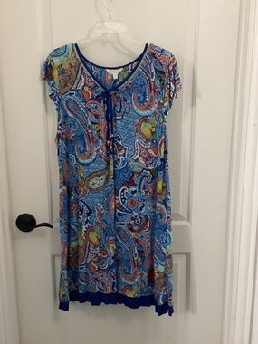Secret Treasures Paisley Sleep Dress Nightgown Blue Orange XL 16-18